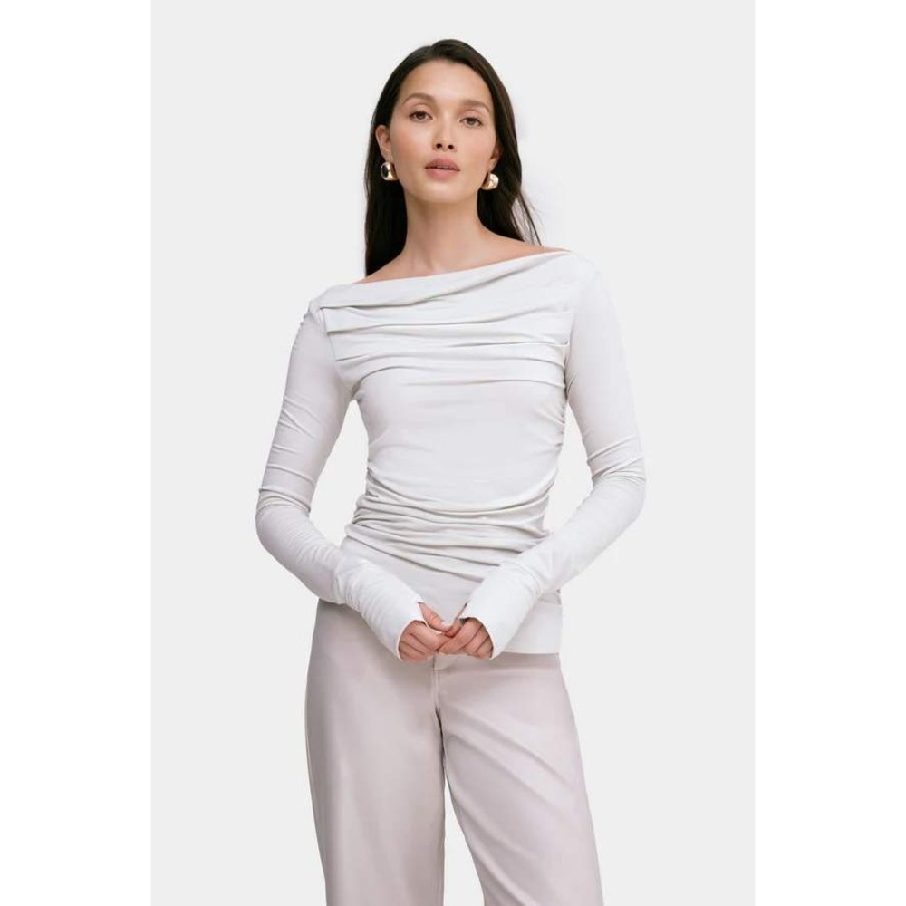Marcella NYC Cooper Top Sustainable European Jersey Draped Top Mist Color XL